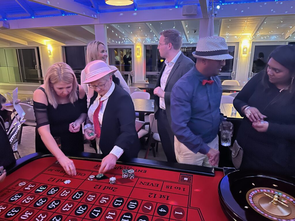 dress up corporate event using roulette table hire